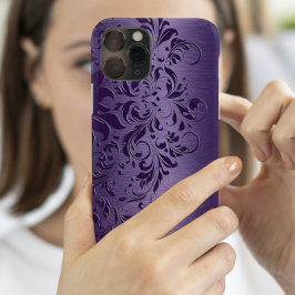 Elegante tiefe Lila Blumenspitze Lila Case-Mate iPhone Hülle