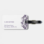 Elegante tiefe Lila Blumenspitze Lila Gepäckanhänger (Rückseite horizontal)