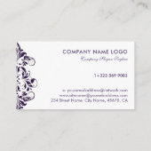 Elegante tiefe Lila Blumenspitze Lila Visitenkarte (Rückseite)