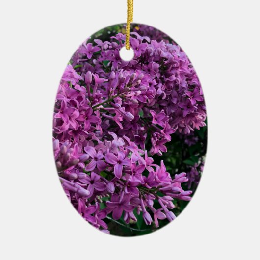 Elegante tiefe lila magentafarbene Blumen Blume li Keramik Ornament (Vorne)