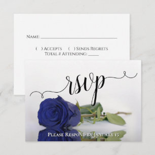 Elegante tiefe Navyblau reflektierende Rosenhochze RSVP Karte