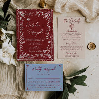 Elegante tiefe rote blaue Blumen moderne Hochzeit