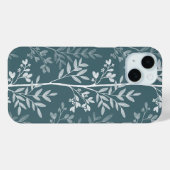 Elegante tiefe Waldteal-Blumen-Silhouette Case-Mate iPhone Hülle (Rückseite (Horizontal))