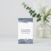 Elegante Tiefgraue Wasserfarben Beruflich Minimal Visitenkarte (Stehend Vorderseite)