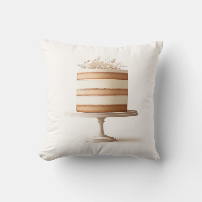 Elegante Tier White Floral Cake Bäckerei Küche Kissen (Vorderseite)