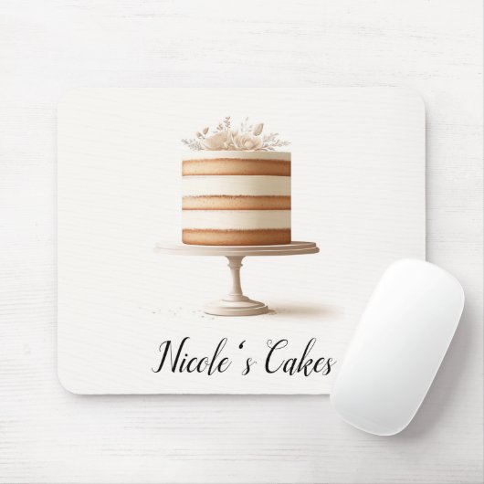 Elegante Tier White Floral Cake Bäckerei Küche Mousepad (Mit Mouse)