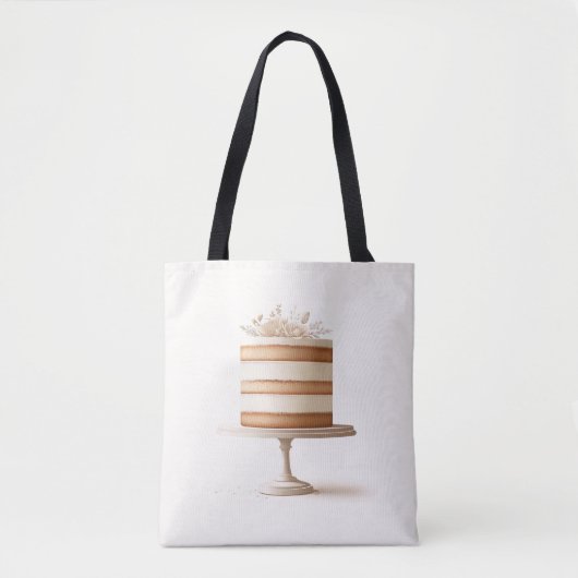 Elegante Tier White Floral Cake Bäckerei Küche Tasche (Vorderseite)