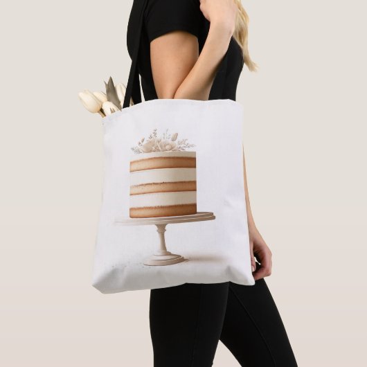 Elegante Tier White Floral Cake Bäckerei Küche Tasche (Von Nahem)
