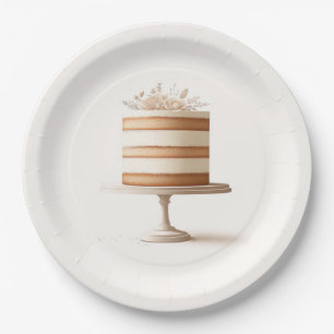 Elegante Tier White Floral Torte Brautparty Pappteller