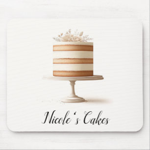 Elegante Tiere Weiße Blumen Torte Bäckerei Küche Mousepad