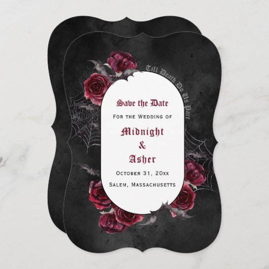 Elegante Till Death Do us Part-Rose Save the Date (Vorne/Hinten)