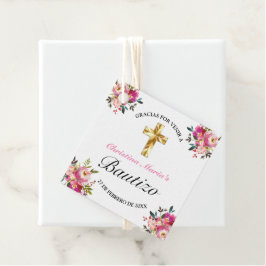 Elegante Tinta Floral Bautizo Geschenkanhänger