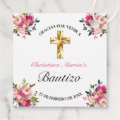 Elegante Tinta Floral Bautizo Geschenkanhänger (Rückseite)