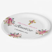 Elegante Tinta Floral Bautizo Pappteller (Schrägansicht)