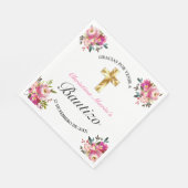 Elegante Tinta Floral Bautizo Serviette (Ecke)
