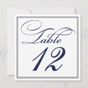 Elegante Tischkarten mit Navy-Blau-Schrift Einladung