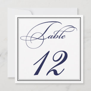 Elegante Tischkarten mit Navy-Blau-Schrift Einladung
