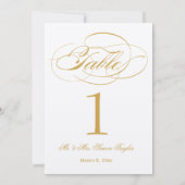 Elegante Tischkartennummer - Gold Einladung (Rückseite)