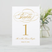 Elegante Tischkartennummer - Gold Einladung (Stehend Vorderseite)