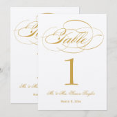 Elegante Tischkartennummer - Gold Einladung (Vorne/Hinten)