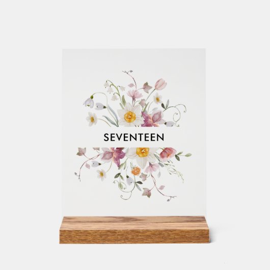 Elegante Tischnummer Acrylschild (Vorderseite)