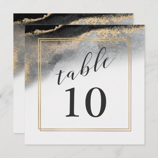 Elegante Tischnummer aus schwarzem und goldenem Ma (Vorne/Hinten)