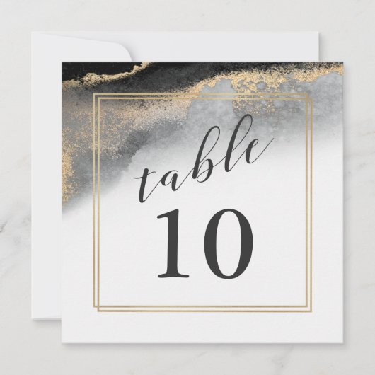 Elegante Tischnummer aus schwarzem und goldenem Ma (Vorderseite)