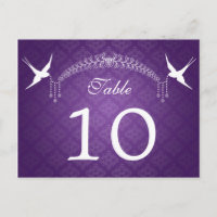 Elegante Tischnummer Birds & Diamonds Lila