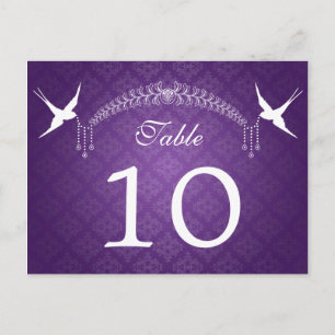 Elegante Tischnummer Birds & Diamonds Lila