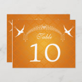Elegante Tischnummer Birds & Diamonds Orange (Vorne/Hinten)
