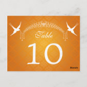 Elegante Tischnummer Birds & Diamonds Orange (Rückseite)