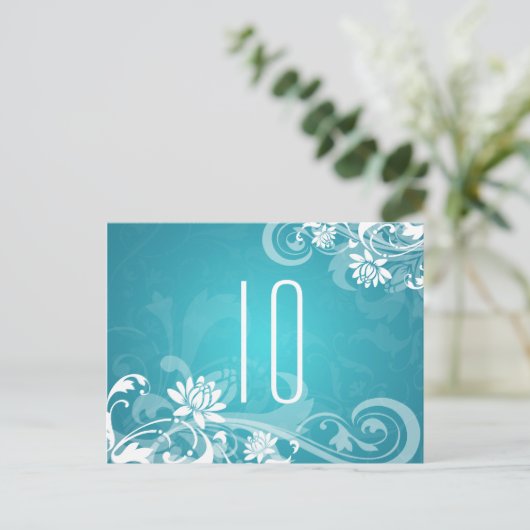 Elegante Tischnummer Blumenbeete Wirbel Blau (Stehend Vorderseite)