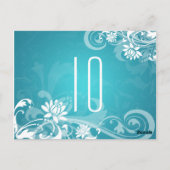 Elegante Tischnummer Blumenbeete Wirbel Blau (Rückseite)