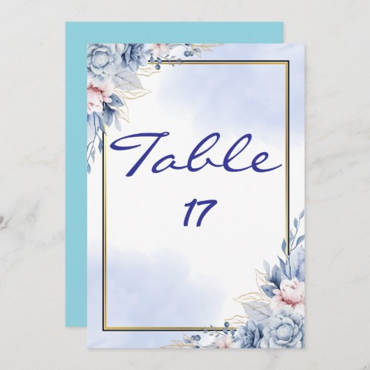 Elegante Tischnummer Card (Vorne/Hinten)