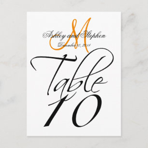 Elegante Tischnummer Cards Wedding White Tangerine