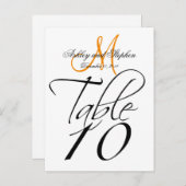 Elegante Tischnummer Cards Wedding White Tangerine (Vorne/Hinten)