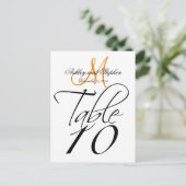 Elegante Tischnummer Cards Wedding White Tangerine (Stehend Vorderseite)