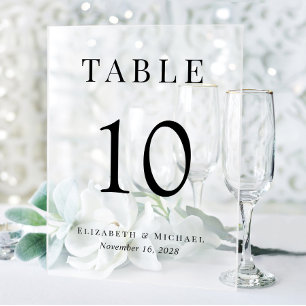 Elegante Tischnummer der Hochzeitsempfangstafel ma Acrylschild