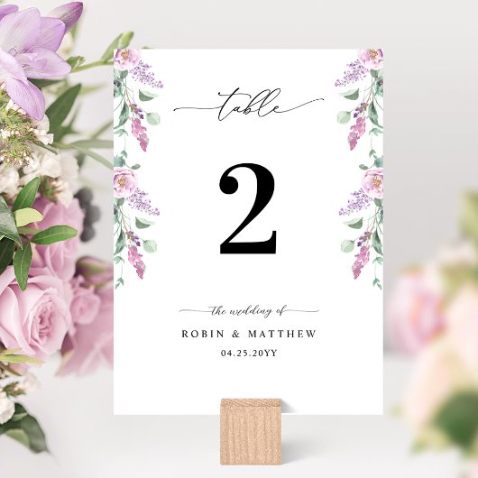 Elegante Tischnummer der Hochzeitspalmenfarben