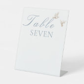 Elegante Tischnummer der Hochzeitsweiße Tauben Sockelschild (Vorderseite)
