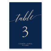 Elegante Tischnummer der Ivory- und Navy-Kalligrap (Rückseite)