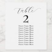 Elegante Tischnummer Die Gäste benennen Schwarz-we Weinetikett (Einzelnes Label)