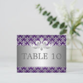 Elegante Tischnummer Fleur De Lis Lila (Stehend Vorderseite)