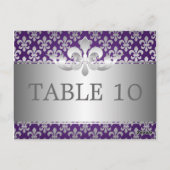 Elegante Tischnummer Fleur De Lis Lila (Rückseite)