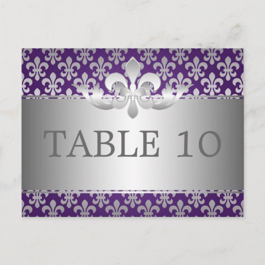Elegante Tischnummer Fleur De Lis Lila (Vorderseite)