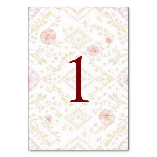 Elegante Tischnummer für die Hochzeit (Vorderseite)
