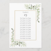 Elegante Tischnummer für Grünflächen Seating Chart (Rückseite)