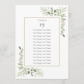 Elegante Tischnummer für Grünflächen Seating Chart (Vorderseite)