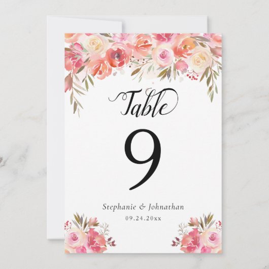 Elegante Tischnummer für Hochzeiten im Wasser (Rückseite)