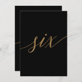 Elegante Tischnummer Gold & Black Calligraphy 6 (Vorne/Hinten)